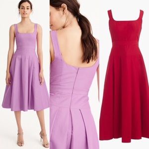 J Crew RED Pleated Dress in Faille